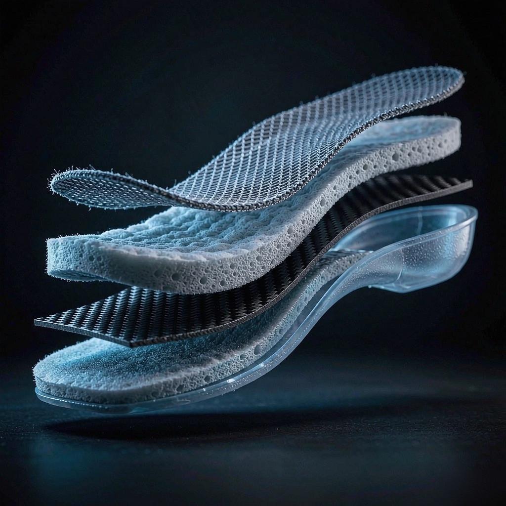 Cross section of the carbon fiber insole layers